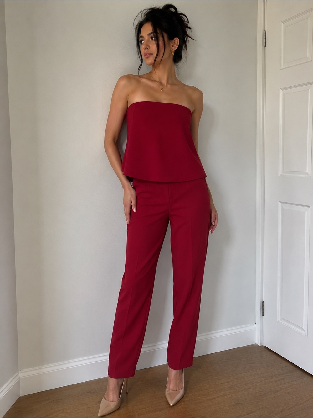 NWT Rachel Roy Women’s Red Strapless Jumpsuit Pants